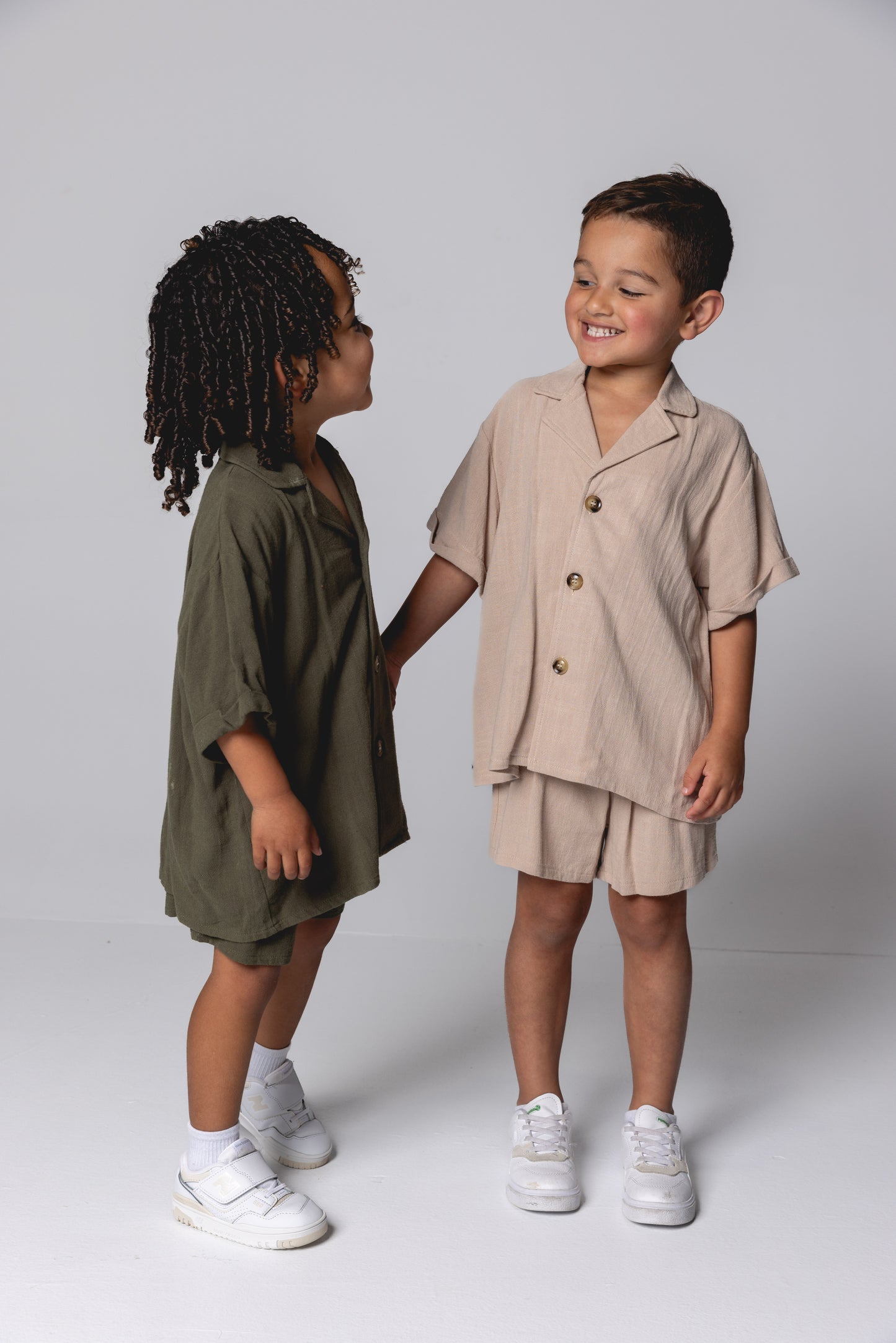 Linen Shirt & Short Set - Olive