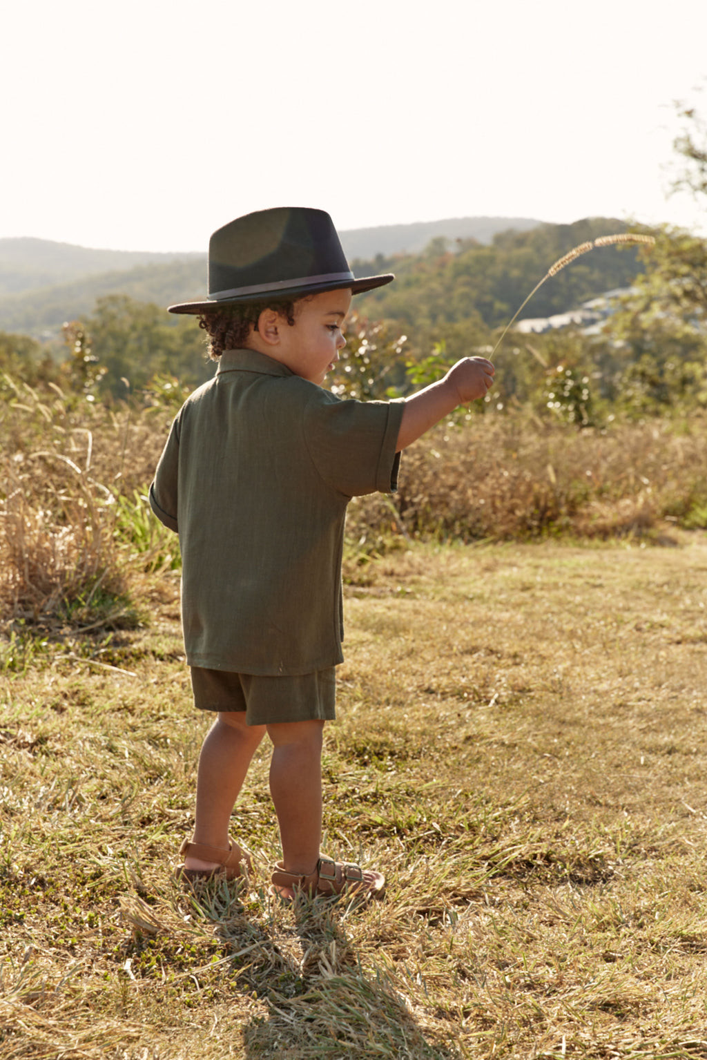 Linen Shirt & Short Set - Olive