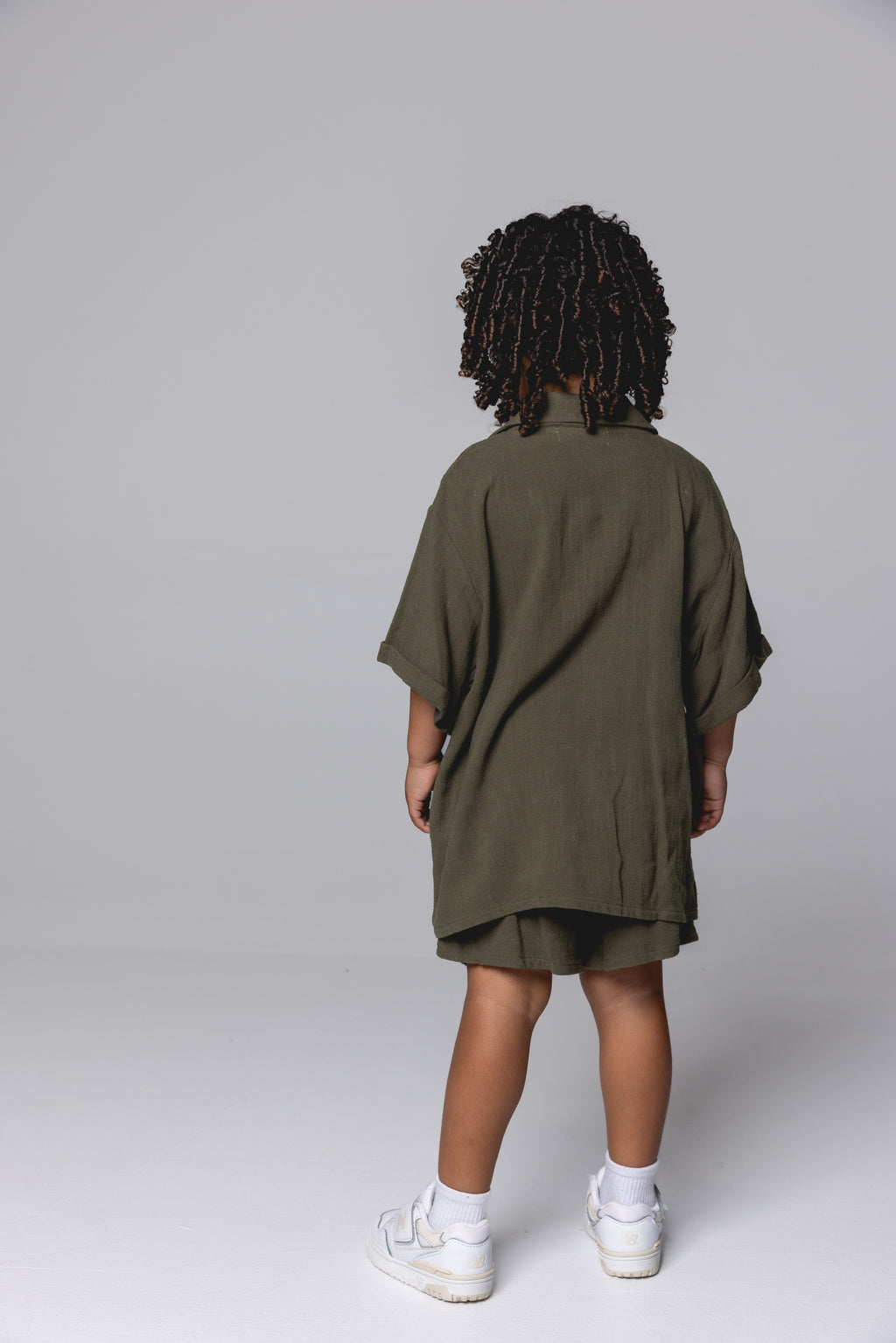 Linen Shirt & Short Set - Olive