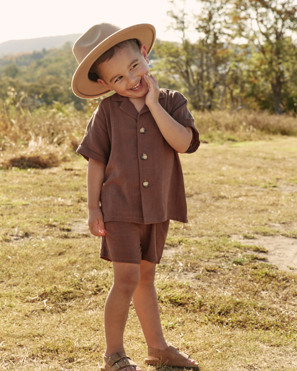 Linen Shirt & Short Set - Cocoa